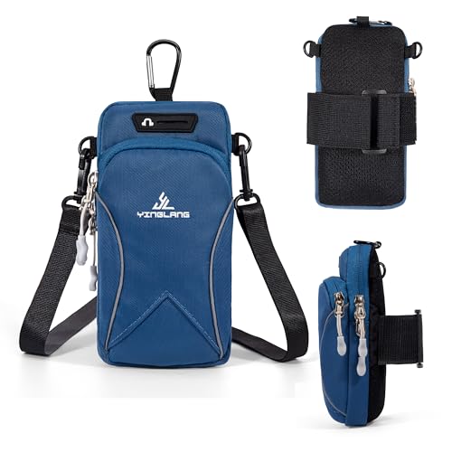 AYMQC Brazalete Deportivo de Teléfono Impermeable Bolsa de Brazo para Correr Ciclismo Compatible con iPhone, Samsung, Huawei Teléfono Móviles de hasta 6,7 Pulgadas (Azul)