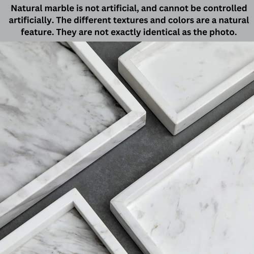 KC KULLICRAFT Tablett aus natürlichem Marmor für Desktop/Küche/Schminktisch/Badezimmer, Stein-Organizer-Tablett für Couchtisch, Tellerhalter für Taschentücher, Kerzen, Seife, Handtuch, Pflanze (25,4 x