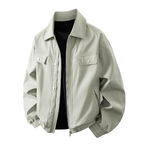 Genérico Chaqueta De Hombre Mangas Largas- Abrigo Elegante Corte Holgado Deportiva Informal Para Con Cremallera Y Cuello Alto Ligera Y Cortavientos Ideal Para Viajes OtoñO Y Uso Diario