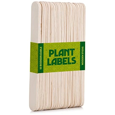 50Pcs Plant Labels, Biodegradable Wooden Sticks, Wooden Plant Labels, Plant Markers, Suitable for Indoor Outdoor Plants & Garden Planters Cover