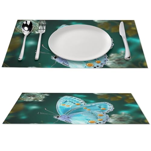 Set de table vinyle antidérapant bleu ciel 30x45cm lavable pour table de cuisine - 2