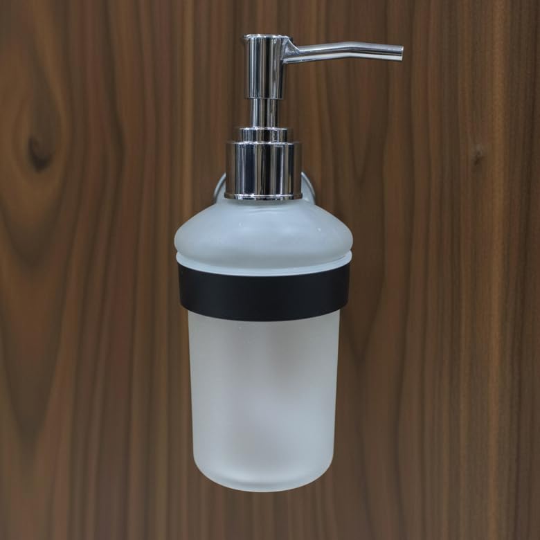 Image of USF Liquid Soap Dispenser for Bathroom, Wall Mount 304 Stainless Steel Frame with Handwash Pump for Sink Area, Strong Wall Grip Mount (Black Finish) - Torin