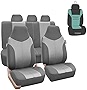 FH Group FB101115 Supreme Twill Fabric High-Back Full Set Car Seat Covers, Airbag and Split Ready, Light/Dark Gray Color- Universal fit for Car, Truck, SUV, or Van