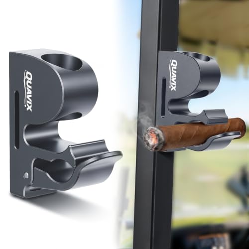 Quavix Magnetic Golf Cart Holder Clip with Adjustable Strap Secure Golf Accessory for Cart Aluminum Design Fits 30-70 Ring Gauge Stable Holder for Golf Course Use (Gray)