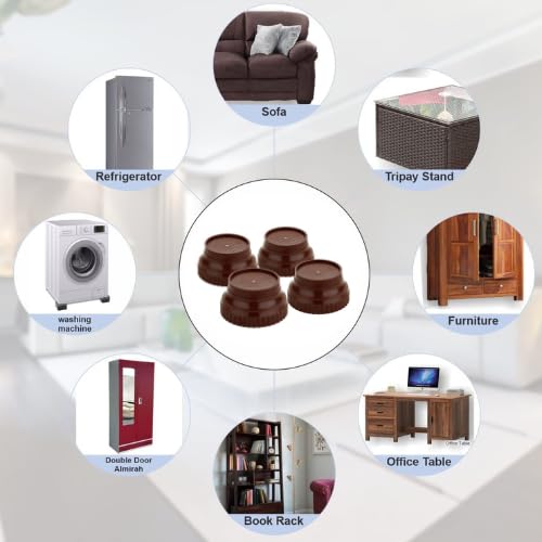 Image of U-MAX 4-Pack Sofa & Bed Leg Lifts, Anti-Slip Base for Stability, Increases Height, Prevents Floor Scratches, Legs Refrigerator Stand (Brown, Round Stand)