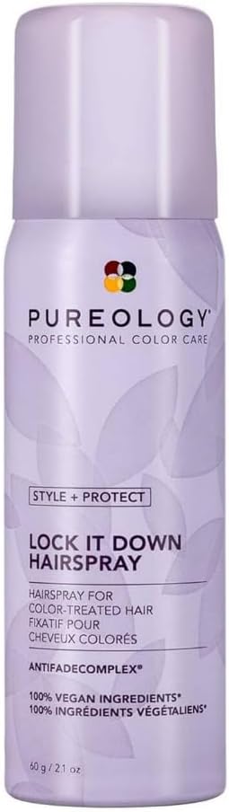 Style + Protect Lock It Down Hairspray For Color-Treated Hair - Provides Maximum Hold and Radiant Shine, Silicone-Free & Vegan