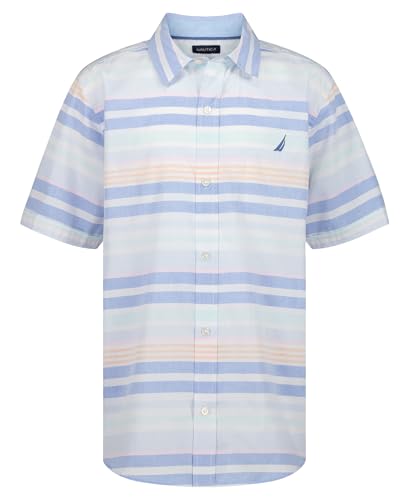 Image of Nautica Boys Short Sleeve Woven Button-Down Shirt. Light Weight & Breathable