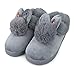 Chaussons Fille Lapin Mignon Épaississement en Peluche Chaud Intérieur Doux Pantoufles Antidérapant Accueil Slippers Gris EU 26 27