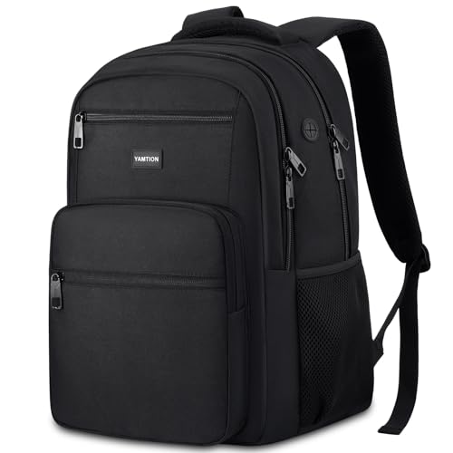 YAMTION Laptop Backpack for Men and Women, Black Backpack, School Backpack for Boys and Girls, Bookbag, Work Backpack Fits 15.6 Inch Laptop and Notebook