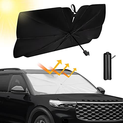 Car Windshield Sun Shade Umbrella,Durable 240T Composite Car Sun Visor For Sun Protection And Heat Insulation And Uv,Foldable Sun Shield With Storage Bag, For Most Cars Trucks Vans And Suvs（55"X32"） #TOP2