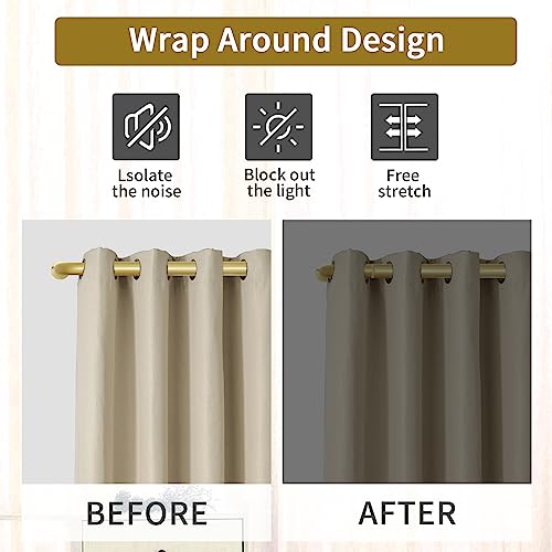 Zyrw Gold Curtain Rods, 2 Packs Wrap Around Curtain Rods For Window 28 To 48 Inch, 1 Inch Diameter Room Darkening Heavy Duty Drapery Rods, Adjustable Blackout Curtain Rod, Modern Decorative Window Curtains Rod, Gold #TOP3