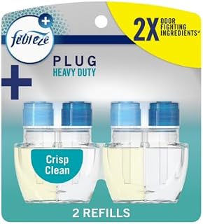 Feb-reze Plug In Air Freshener, Odor-Fighting Scented Oil Refill, Heavy Duty Crisp Clean, 0.87 fl oz Refill, 2 Pack