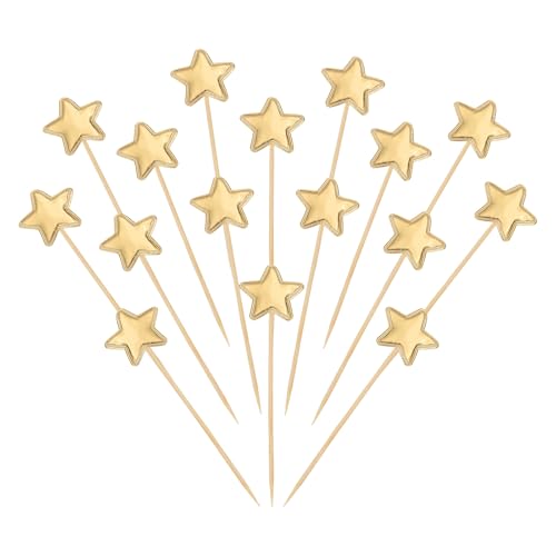 YELARXI Star Cupcake Toppers Glitter Star Cake Toppers Mini Cupcake Picks, Fit for Wedding Engagement Birthday Party Cake Decorations (30 Pack, Gold)