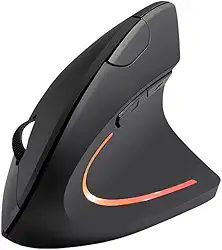 Mouse Vertical Sem Fio (Wireless e Bluetooth) 2400dpi | Design Ergonômico, Alta Precisão, Bateria Recarregável e Botões Programáveis | Compatível com Laptops, Tablets e Smartphones