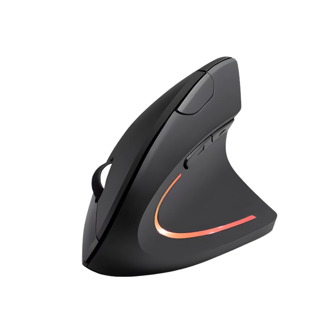 Mouse Vertical Sem Fio (Wireless e Bluetooth) 2400dpi | Design Ergonômico, Alta Precisão, Bateria Recarregável e Botões Programáveis | Compatível com Laptops, Tablets e Smartphones