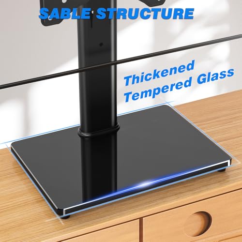Rfiver Universal Swivel Tabletop TV Stand for Flat Screens 23 24 26 32 39 40 42 43 Inch, Heavy Duty Center Pedestal Stand Replacement with Black Tempered Glass Base and Height Adjustable Mount by Rfiver - Image 5