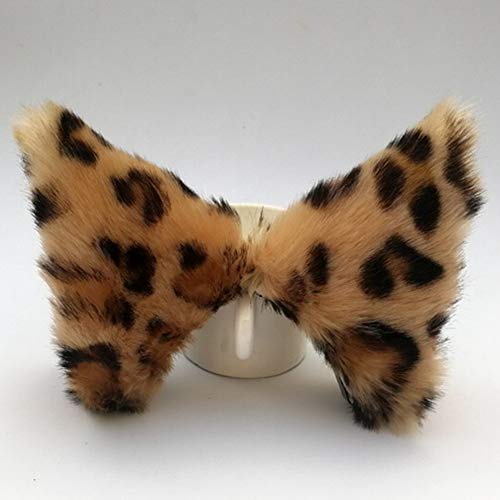 Cat Ears Hair Clips Halloween Kitty Fox Ears Barrettes Women Furry Kitten Headpiece Hair Pins Cat Hairpin Headband Christmas Party Decoration Cosplay Costume Cute Hair Accessories Leopard With Pink #TOP4