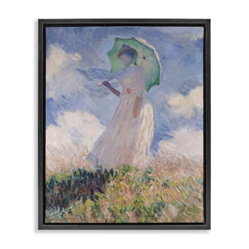 Woman with Parasol Classic Painting, 16 x 20 Inch Canvas in Floater Frame