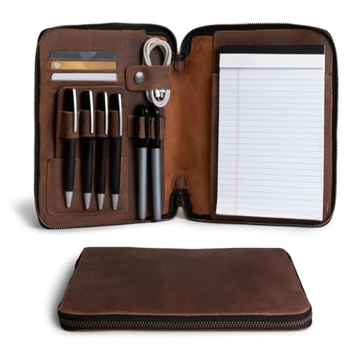 Leather Worx, Caderno rústico A5 (14,6 x 21 cm) fichário, pasta executiva para escritório, agenda pessoal para homens e mulheres, couro de flor integral, feito à mão, marrom Bourbon