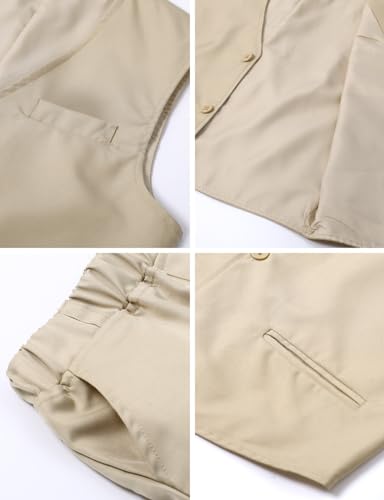 Image of A&J DESIGN Kids Suit Boys Easter Wedding Gentleman Formal Ring Bearer Outfit Summer Set Khaki 10-11 Years