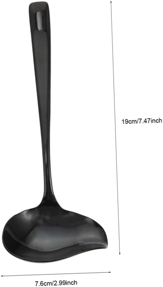 Stainless Steel Sauce Ladle with Long Handle and Pouring Spout Black