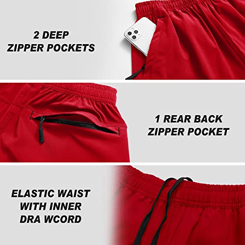 Men's Gym Shorts Sports Quick Dry Lightwight Workout Athletic Running Or Casual Training Short With Zipper Pockets (Red, Us 2Xl) #TOP4