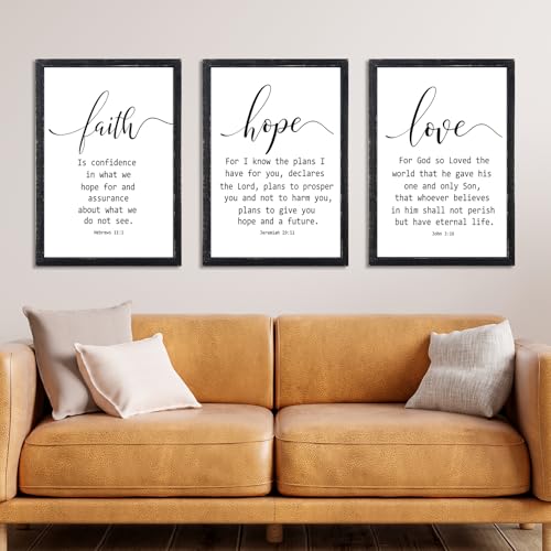 Faith Hope and Love Bible Verses Wall Decor Sign 16x11Inch