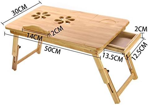 Holdfiturn Bamboo Laptop Bed Table Adjustable Laptop Table Portable Laptop Stand Foldable Laptop Desk Bed Sofa Table Tray with Drawer for Bed Sofa