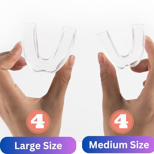 Cool Mouth Guard for Grinding Teeth at Night Guards for Teeth Grinding Mouth Guard for Teeth Clenching, 8 Pcs Bite Guard for Teeth Clenching Nighttime, 2 Sizes, BPA Free, 2 Retainer Cases Included