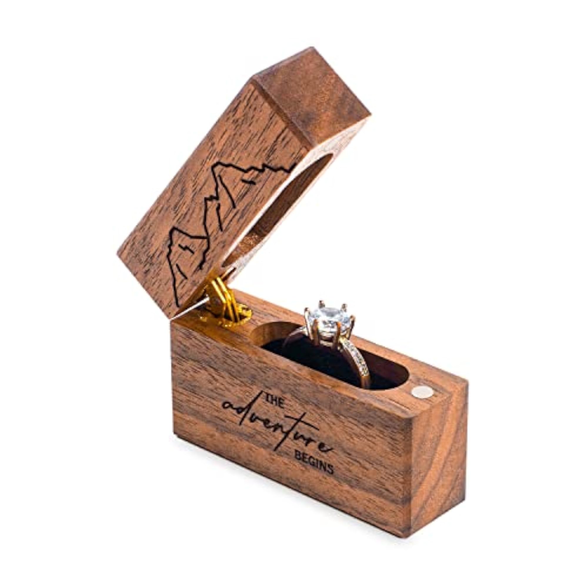 Wooden Engagement Ring Box, Slim Proposal Case