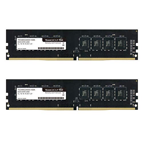 TEAMGROUP Elite DDR4 16GB Kit (2 x 8GB) 2400MHz PC4-19200 CL16 Unbuffered Non-ECC 1.2V UDIMM 288 Pin PC Computer Desktop Memory Module Ram Upgrade - TED416G2400C16DC01-16GB Kit (2 x 8GB)