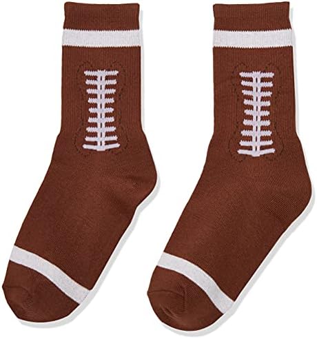 K. Bell Socks unisex child Football Crew Casual Sock, Brown, Shoe Size 11-14 US