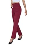 keriffe High Waist Stretchy Womens Dress Pants with Pockets Straight Leg Business Casual Work Trousers Office Slacks