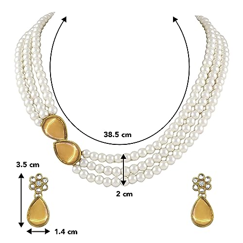 Image of Peora Faux Pearl Crystal Necklace & Jewellery Set Gift for Women