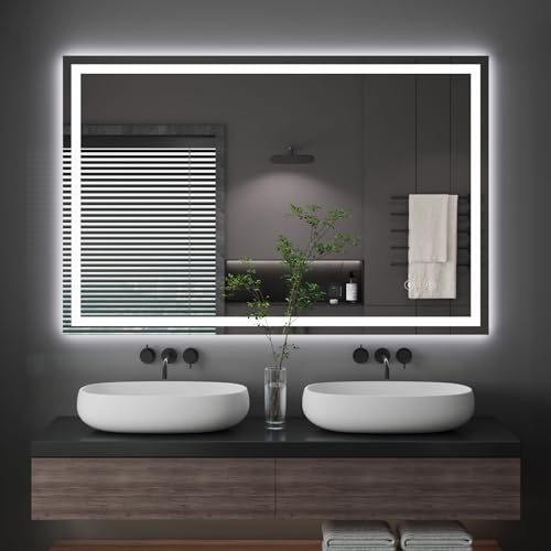 Dripex Badspiegel mit Beleuchtung Led Spiegel mit Touch-Schalter Dimmbar 3 Lichtfarbe Einstellbare Badezimmerspiegel mit Beleuchtung Beschlagfrei 80 x 120 cm