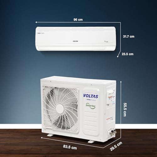Voltas 185V Vectra CAR 1.5 ton 5 star,New star rated, inverter Split AC|4-IN-1 Adjustable modeHigh ambient Cooling-cools even at 52°C|Anti dust filter with Anti-microbial coating|Copper Coil|White 10