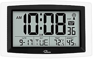WallarGe Atomic Wall Clock, Battery Operated Digital Wall Clock, Self-Setting Desk Clock, Large