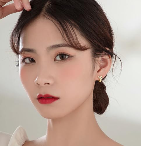 Reffeer Solid 925 Sterling Silver CZ Bow Hoop Earrings Ribbon for Women Teens Small Bowknot Hoop Earrings Cartilage2