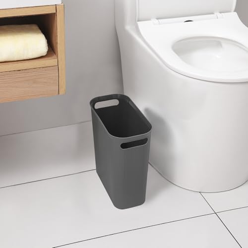 Caneca de basura rectangular pequeña 3.5 gal plástico gris miniatura 2