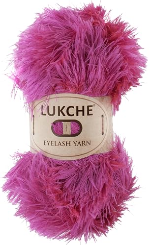 Image of Eyelash Fun Fur Yarn Premium 100% Polyester 164 Yds (150 Mt), 3.53 Oz (100 Gr) Colorful Crochet Yarn Dıy Hand Knitting. (Neon Pink, 1 Skein)