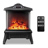 TOONLUPAL Electric Fireplace Heater with Remote 1500W Portable Freestanding Stove Heater Realistic Flame Effect 7 Colors& 3 Brightness for Indoor Use Overheating and Tip-Over Safety