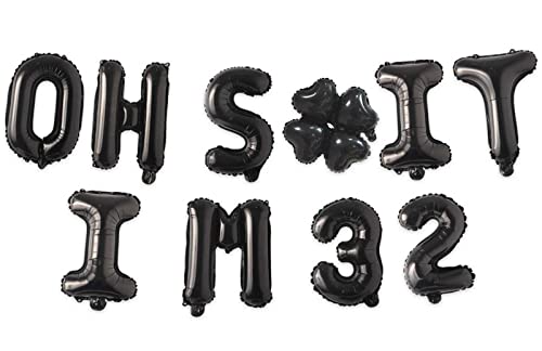 Image of Oh I'm 32! Latex Balloons 16 Inch Black Hallo Twenty Five Cheers to 32 Years Old Theme Decor for Man Woman Happy 32nd Birthday Party Photo Studio Prop Flag Decorations Favors Supplies