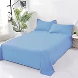 Cotton Comfort 400 Thread Count Flat Sheet - Double, 100% Egyptian Cotton, Super Soft & Breathable Hotel Quality Bed Sheet (Sky-blue)