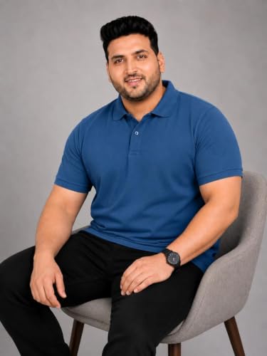 Image of INKKR Plus Size Solid Men's Polo Neck T-Shirt