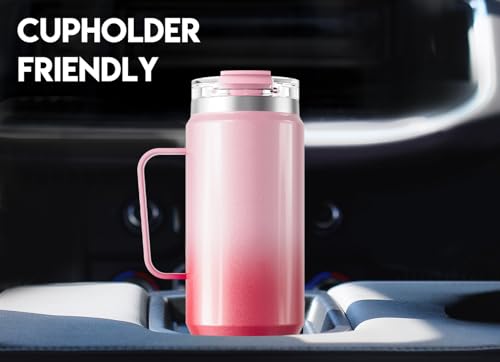 Image of Meoky 40oz Tumbler with Handle, Stainless Steel Travel Mug with 2-in-1 Straw and Sip Lid, Vacuum Insulated Coffee Mug, 100% Leak Proof, Keeps Cold for 34 Hours or Hot for 10 Hours (Flamingo)