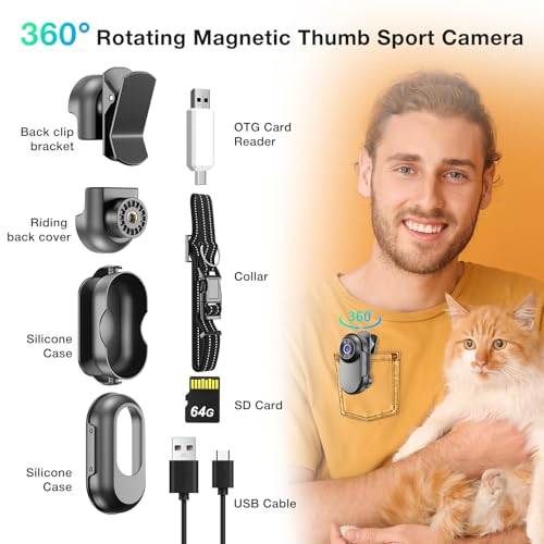 Mini caméra portable antichoc 1080p avec double collier animaux - 7