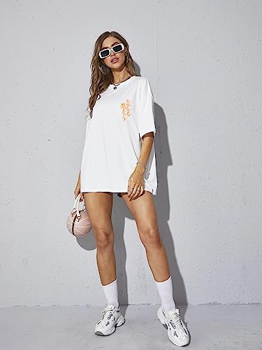 Image of Rigo Back Printed Half Sleeves Round Neck Oversized T-Shirt for Women | Drop Shoulder T-Shirt for Women | Loose Baggy Fit T-Shirt for Women /Girls