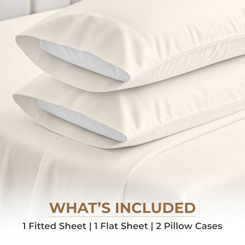 Image of SGI bedding RV Short Queen Sheet Set 60x75, 600 TC Egyptian Cotton, 4 Piece Luxury Hotel Collection, Ultra Soft & Breathable, Fits RV Mattress Camper & Trailer, 15 Inch Pocket, Ivory