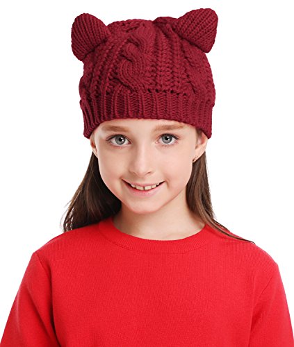 Bellady Women's Hat Cat Ear Crochet Braided Knit Caps