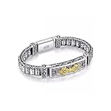 Feng Shui Vajra Bracelets Six-Words Mantra Bracelet Attract Wealth Luck, Neo Chinese Tibetan Buddhist Rotation Amulet 925 Stering Silver Jewelry, Release the Pressure (20CM)
